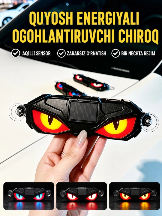 Светодиодный фонарь Devil Eyes для автомобиля, солнечная зарядка, Type-C, 5 режимов