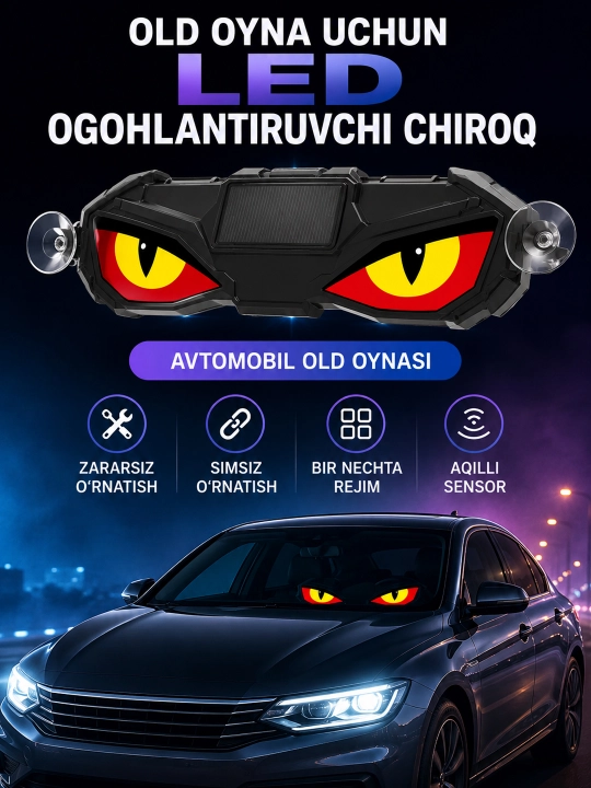 Светодиодный фонарь Devil Eyes для автомобиля, солнечная зарядка, Type-C, 5 режимов