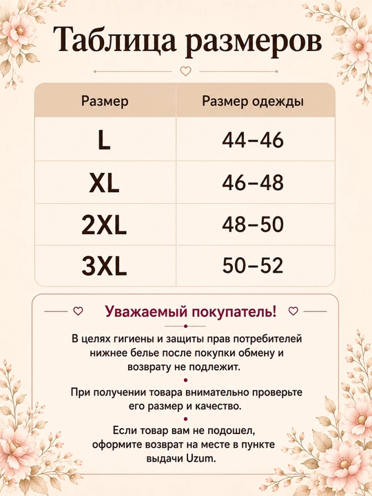 Ayollar ichki kiyimi, 4 donalik to‘plam yuqori belli