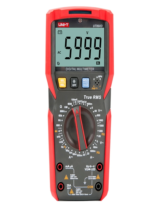 True RMS UT89XD multimetr, 1000V/20A, NCV, sigʻim va qarshilik oʻlchash