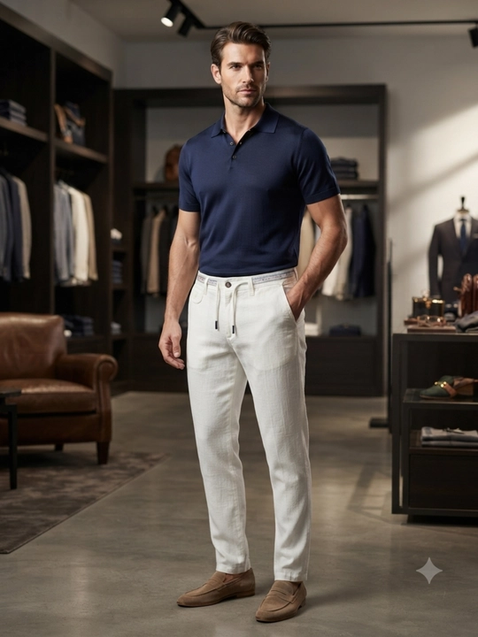 Мужские льняные брюки Slim Fit