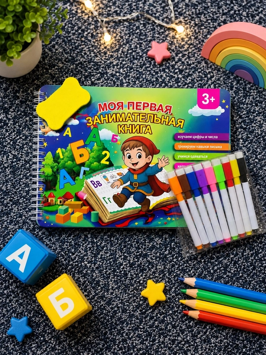 Bolalar uchun ko‘p martalik o‘quv daftari 3+ My First Workbook