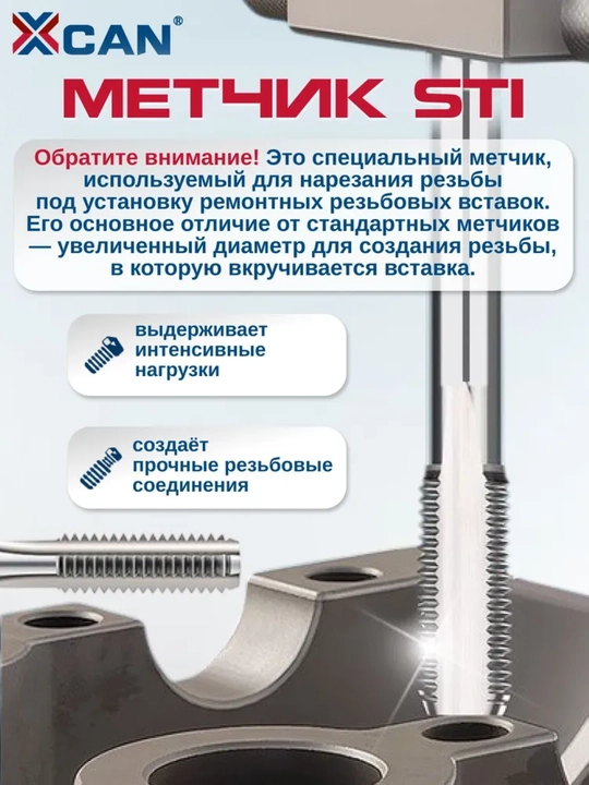 Набор для ремонта резьбы M6×1.0, 25 вставок с метчиком и сверлом