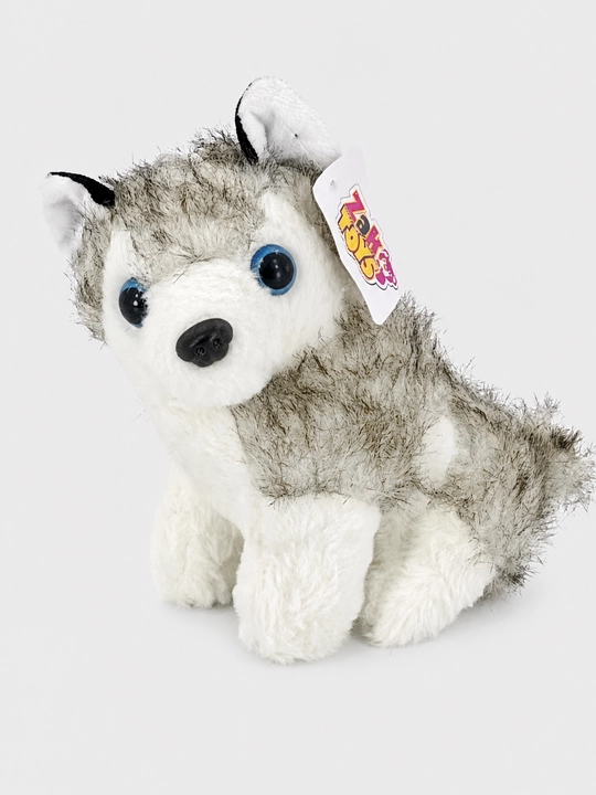 Zak Toys plyush haski, moviy ko‘zli, kulrang-oq