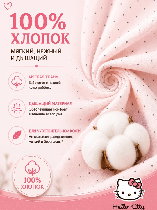 Летнее платье для девочек, Hello Kitty, хлопок, на возраст 1–5 лет, летняя одежда