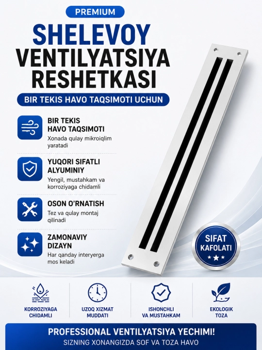 Shelevoy ventilyatsiya reshetkasi, alyuminiy havo taqsimlash panjarasi - 