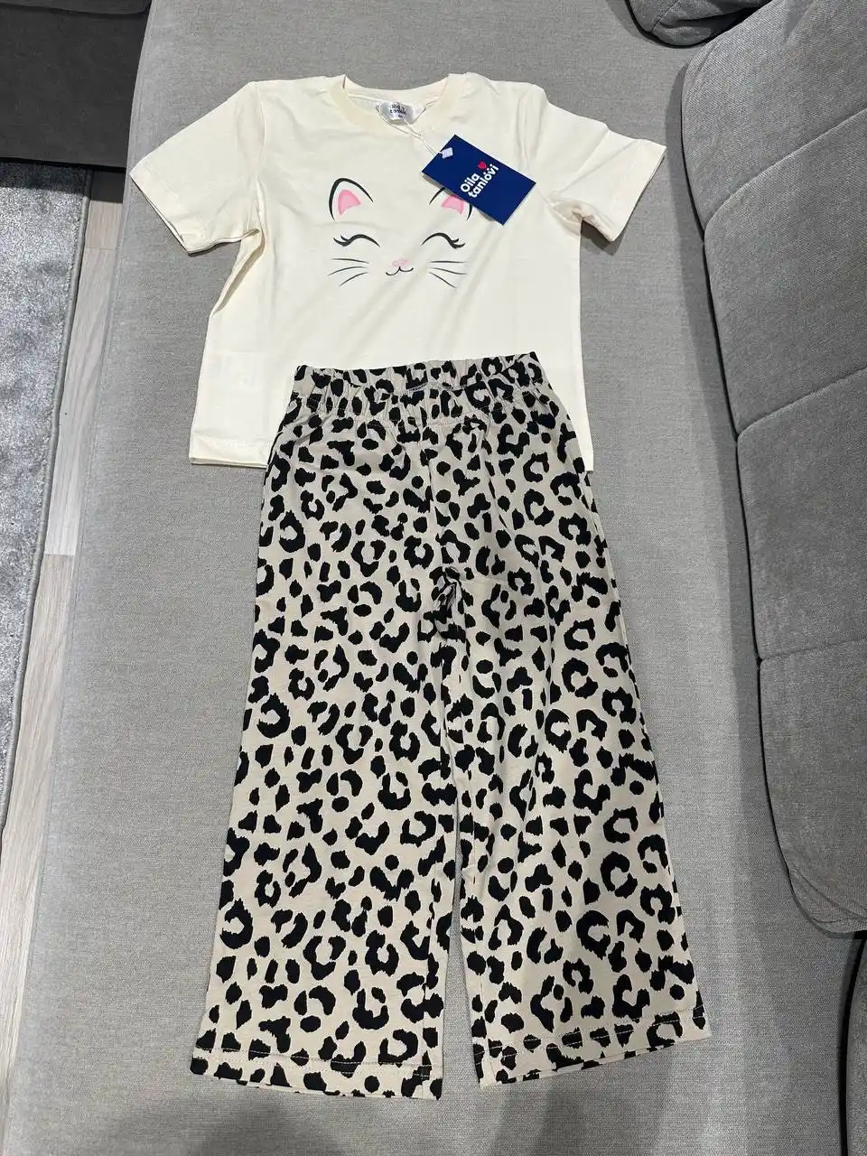 Qiz bolalar uchun pijama, paxtali uy kiyim to'plami futbolka va shim, uyqu uchun kostyum