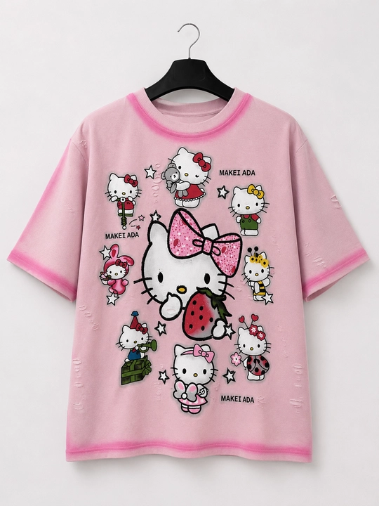 Ayollar va qizlar uchun oversize futbolka HELLO KITTY - 