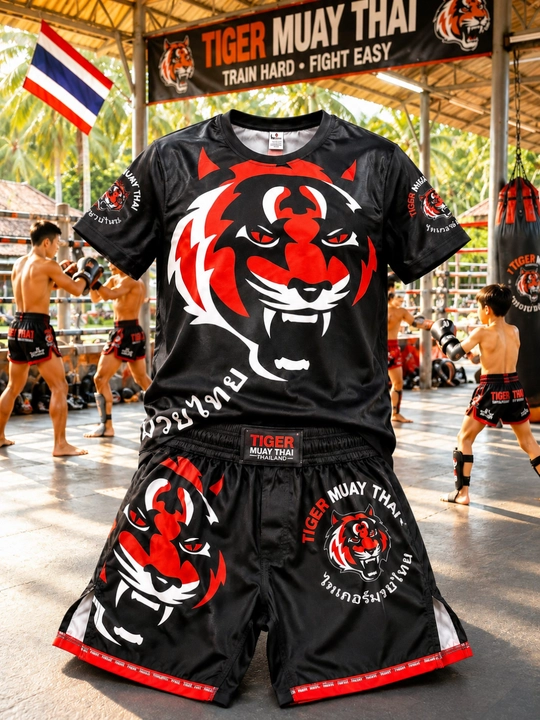 Erkaklar, va bolalar uchun Tiger Muay Thai sport to‘plami, futbolka va shortik, MMA