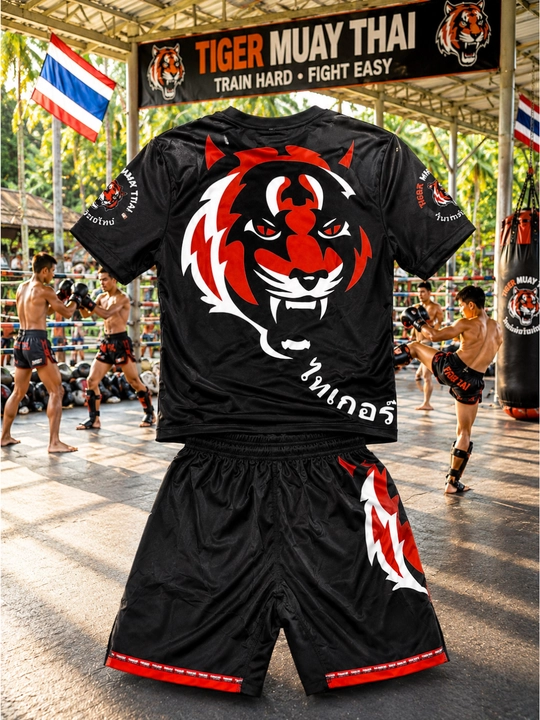 Erkaklar, va bolalar uchun Tiger Muay Thai sport to‘plami, futbolka va shortik, MMA