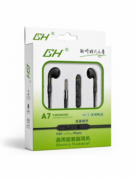 A7 Stereo Simli Naushnik Mikrofonli 3.5 mm Quloqchin Android va iPhone Qurilmalari uchun