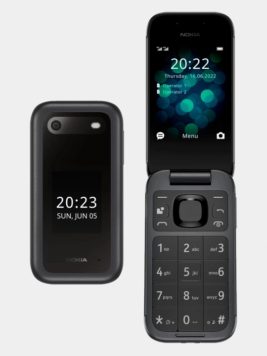 Tugmali telefon Nokia 2660 Flip, 2 ta SIM-karta bilan, qurbaqa telefon
