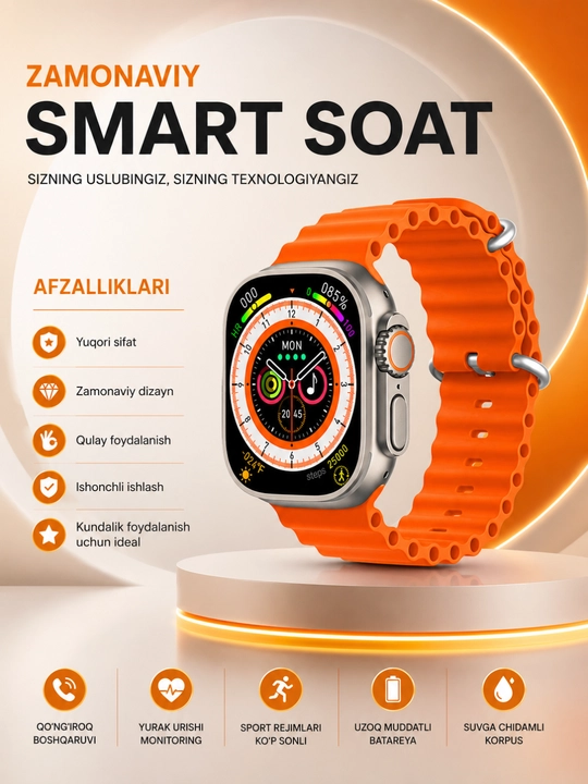 Premium aqlli soat — zamonaviy dizayn, ko‘p funksiya va qulay kundalik foydalanish - 
