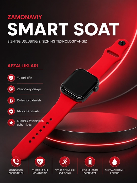 Bluetooth, yurak urishi, uyqu, sport va bildirishnomalar bilan aqlli soat - 