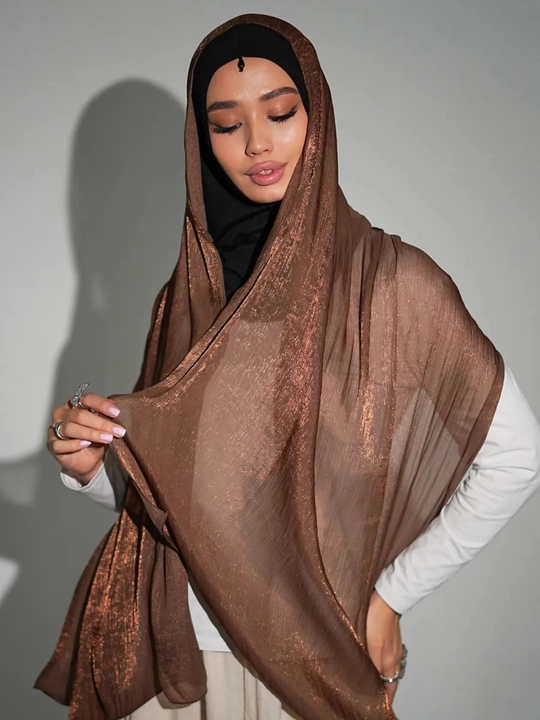 Organza sharf, shapkali va shapkasiz, ayollar ro‘moli, hijob, 170x75 sm - 