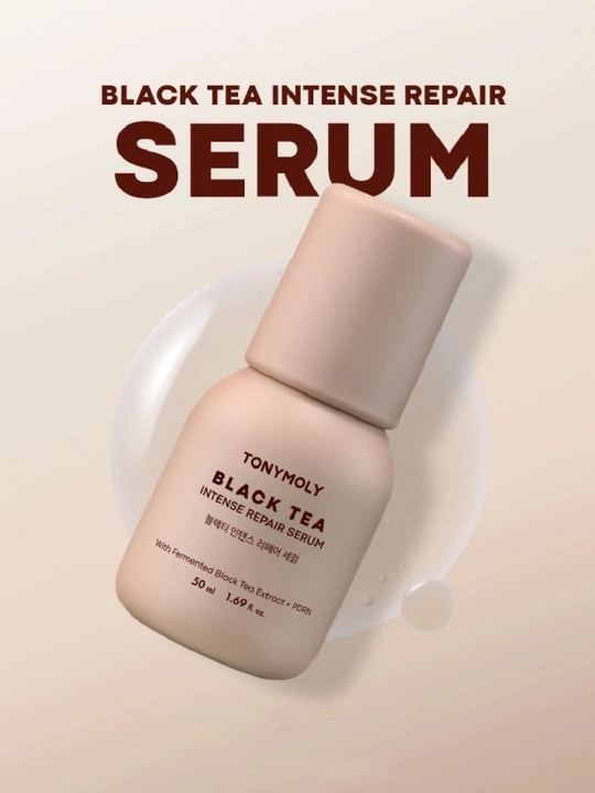 Yuz uchun Tonymoly Black Tea Intense Repair Serum 50 ml namlantiruvchi tiklovchi zardob