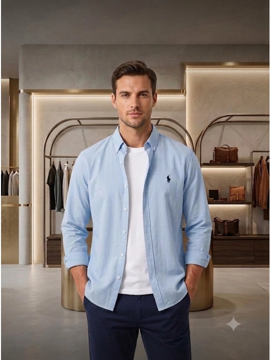 Мужская рубашка Lyon Classic Linen Casual M-XXL, POLO - 