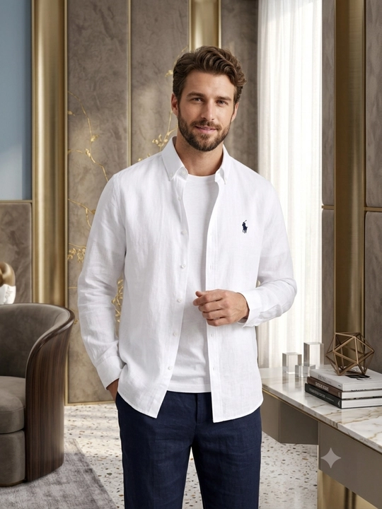 Мужская рубашка Lyon Classic Linen Casual M-XXL, POLO - 