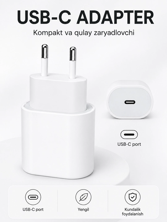 IPhone va boshqa qurilmalar uchun USB-C 20W quvvatlagich