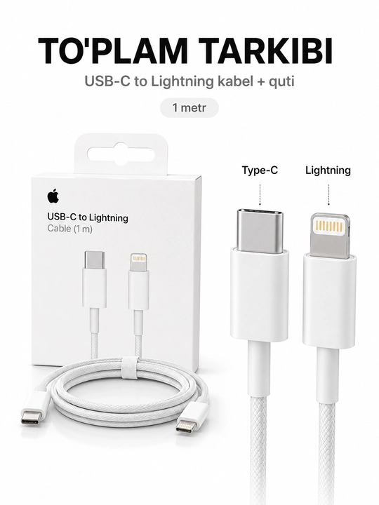 IPhone va USB-C qurilmalar uchun USB-C zaryadlash kabeli, 1 m