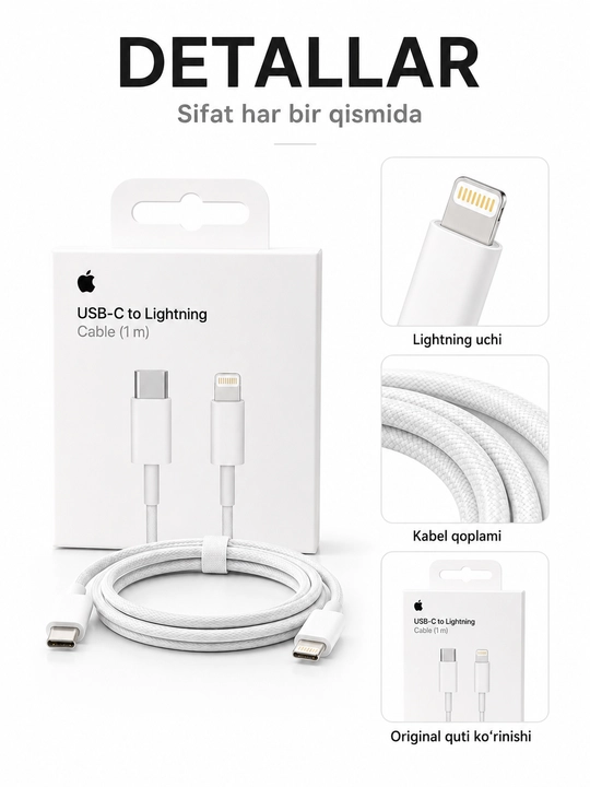 IPhone va USB-C qurilmalar uchun USB-C zaryadlash kabeli, 1 m