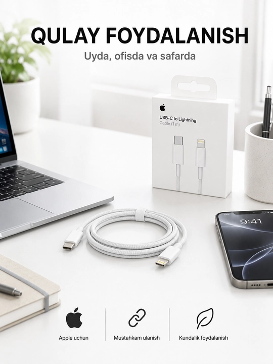 IPhone va USB-C qurilmalar uchun USB-C zaryadlash kabeli, 1 m