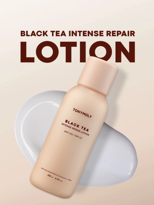 Lotion TONYMOLY Black Tea Repair, 200 ml, PDRN, yuz va tana uchun namlovchi