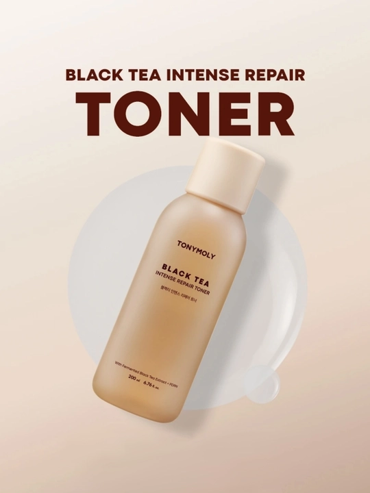 Toner Tonymoly Black Tea Intense Repair 200ml qora choy ekstrakti bilan yuz toneri