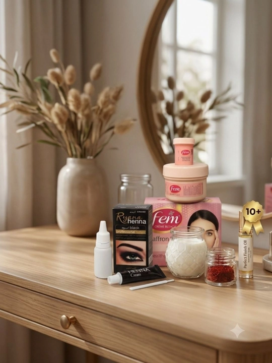 Набор для окрашивания бровей Ryana Henna + осветляющий крем Fem 8г