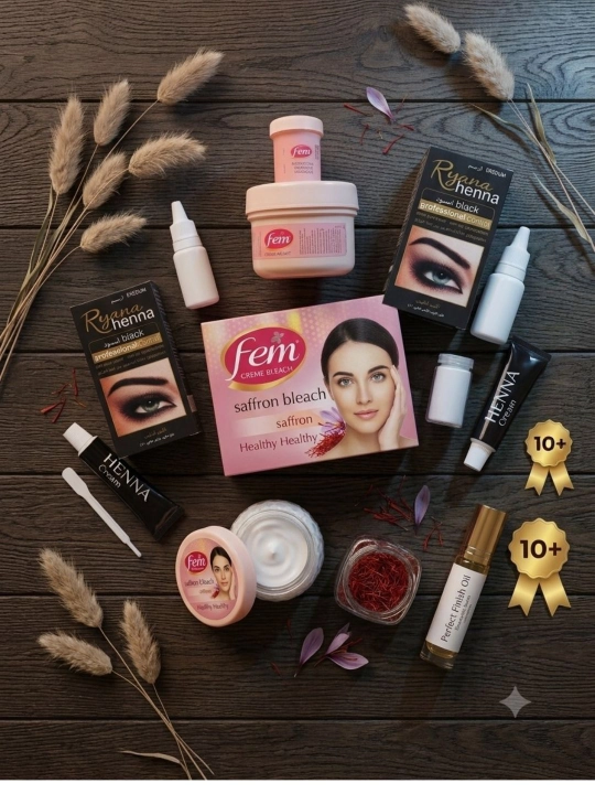 Набор для окрашивания бровей Ryana Henna + осветляющий крем Fem 8г