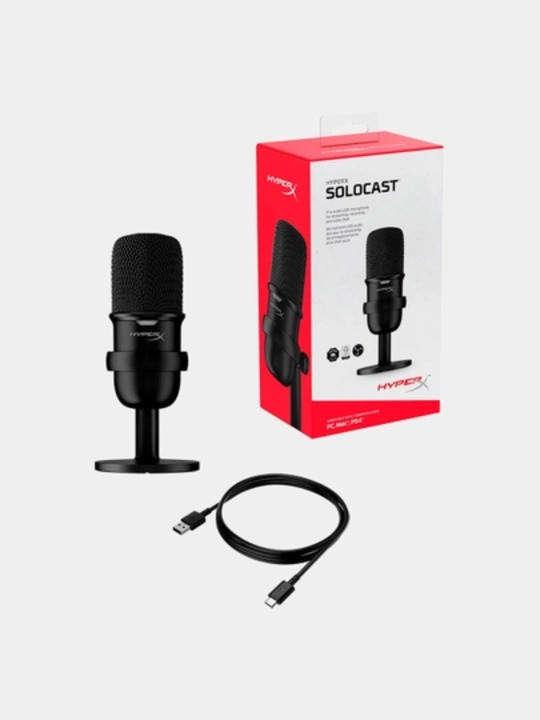 HyperX SoloCast USB Kondensator Mikrofon Streaming Podcast Gaming va Yozuv Uchun
