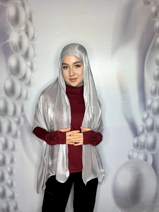 Organza sharf, shapkali va shapkasiz, ayollar ro‘moli, hijob, 170x75 sm - 
