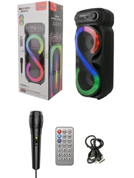Большая беспроводная колонка Bluetooth, караоке, с RGB подсветкой, с микрофоном и пультом