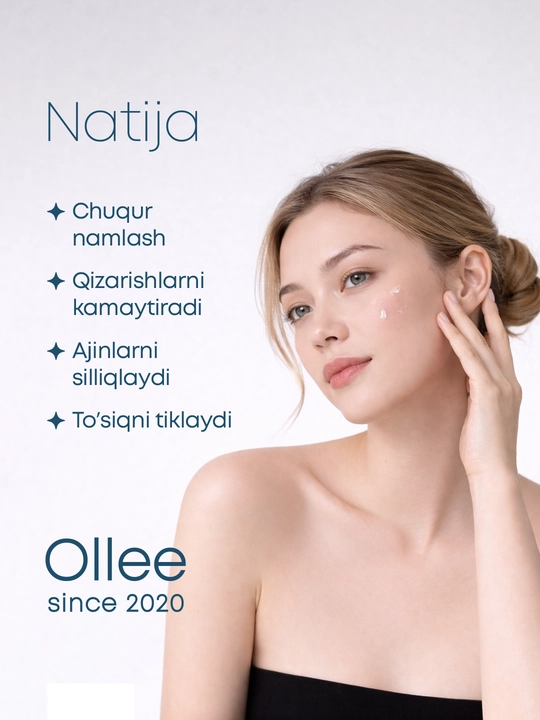 Gialuron kislotasi va Ollee peptidlari bilan yuz uchun qarishga qarshi zardob, 50 ml
