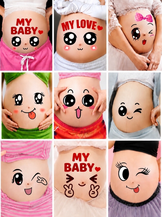 Декоративные стикеры на живот для беременных, для фотосессии Baby Bump Sticker, 2 шт