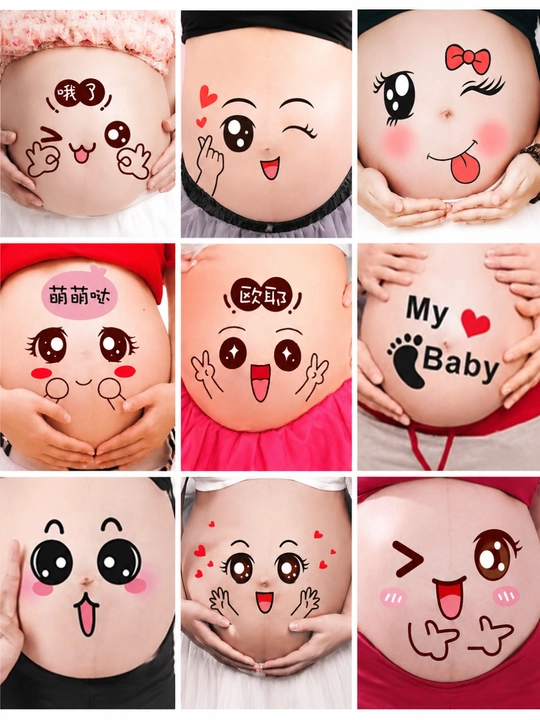 Декоративные стикеры на живот для беременных, для фотосессии Baby Bump Sticker, 2 шт