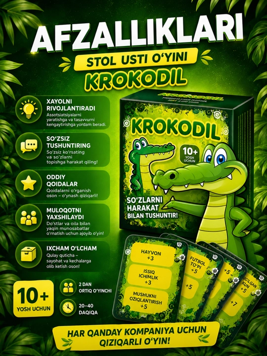 Настольная игра Крокодил, карточки для детей и взрослых