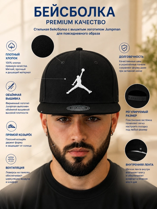 Спортивная кепка унисекс Snapback, с прямым козырьком, регулируемый размер 57–59 см