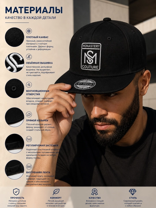 Спортивная кепка унисекс Snapback, с прямым козырьком, регулируемый размер 57–59 см