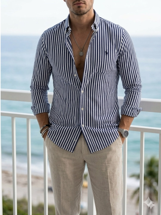 Мужская рубашка Lyon Classic Linen Casual M-XXL, POLO - 