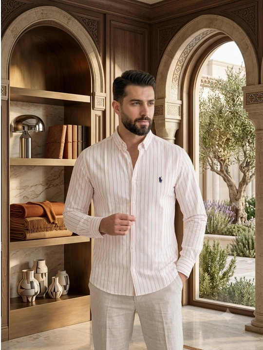 Мужская рубашка Lyon Classic Linen Casual M-XXL, POLO - 