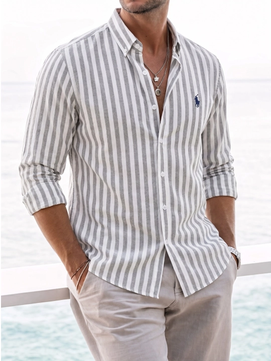 Мужская рубашка Lyon Classic Linen Casual M-XXL, POLO - 