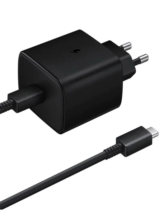 Зарядное устройство 45 Вт USB-C PD, быстрая зарядка для Samsung, чёрное