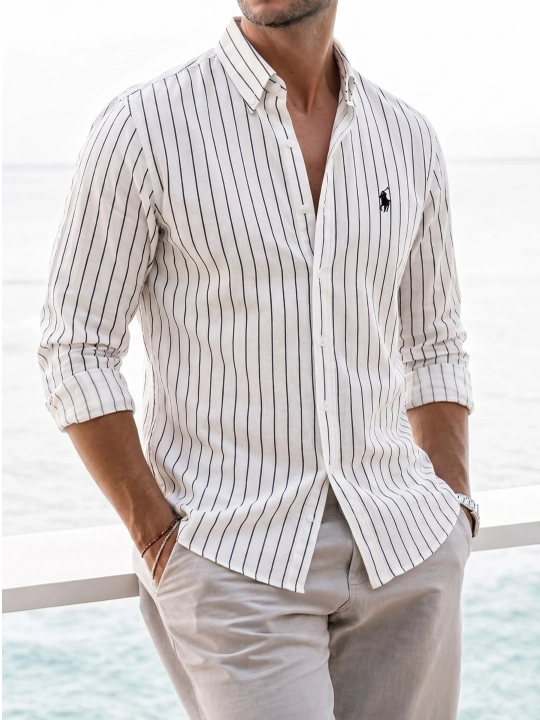 Мужская рубашка Lyon Classic Linen Casual M-XXL, POLO - 