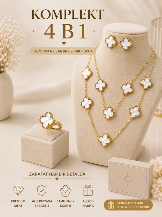4 ta 1 da ayollar taqinchoqlari to‘plami - 