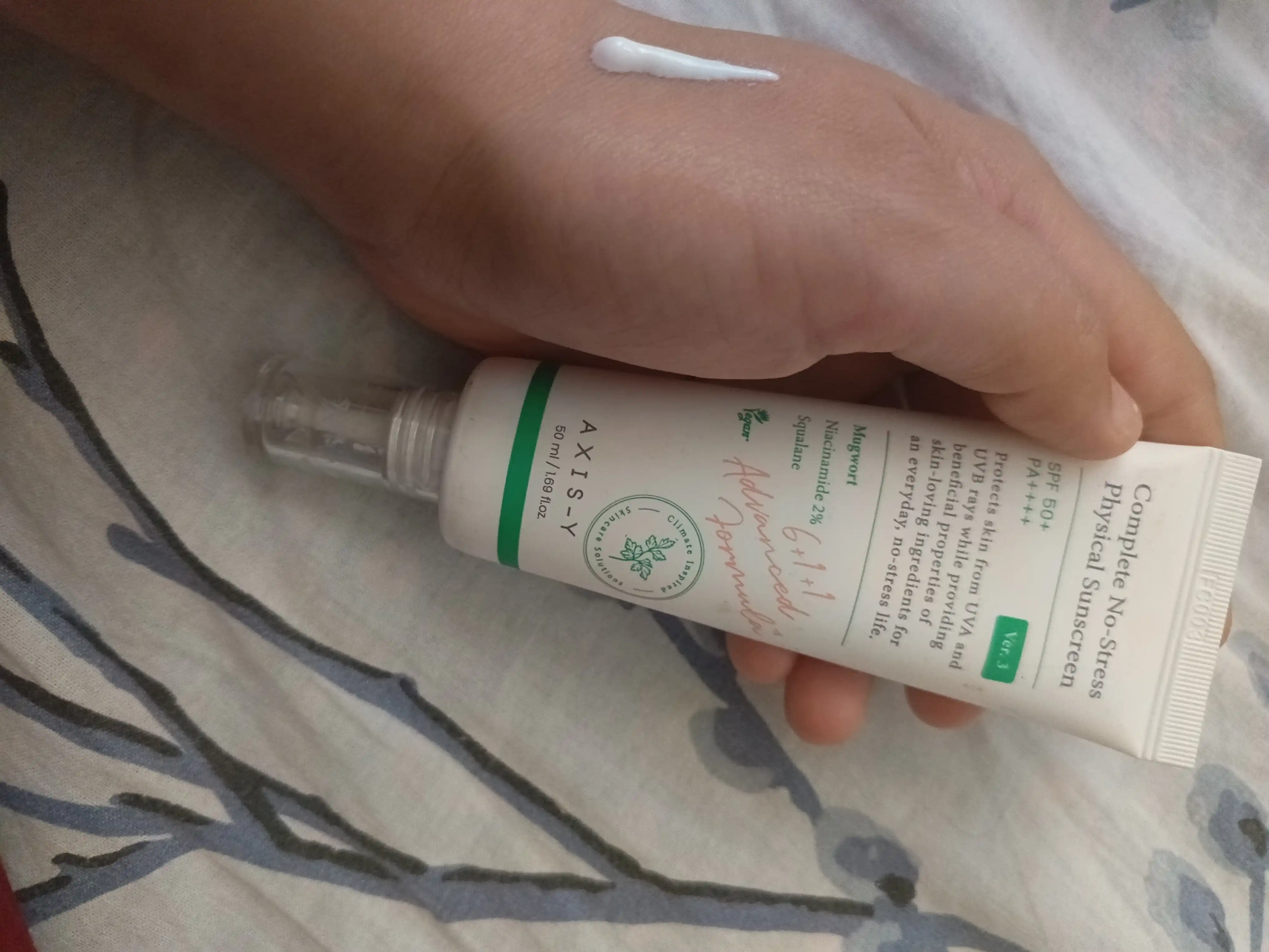 Quyoshdan himoya qiluvchi yengil mineral krem AXIS-Y Physical Sunscreen SPF50+ PA++++,50ml