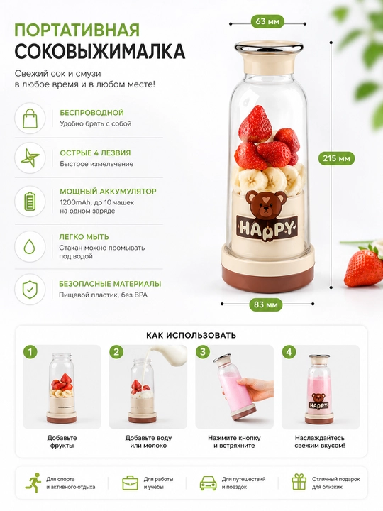 Portativ ixcham blender, 350ml