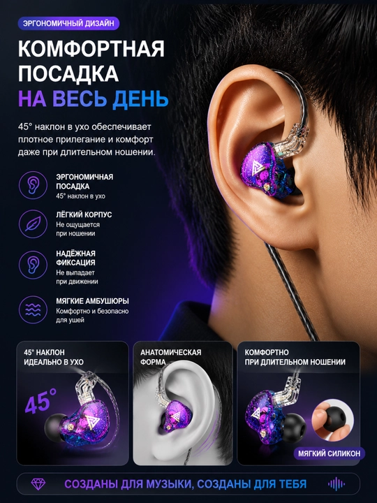 Наушники QKZ AK6Pro, внутриканальные, с микрофоном