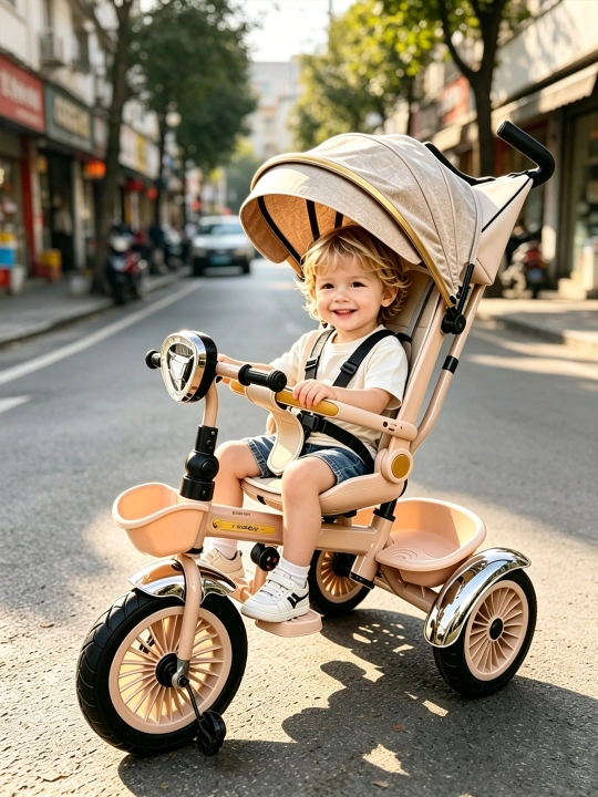 Bolalar velosipedi, uch g'ildirakli velosiped, uch g'ildirakli aravacha, savat bilan