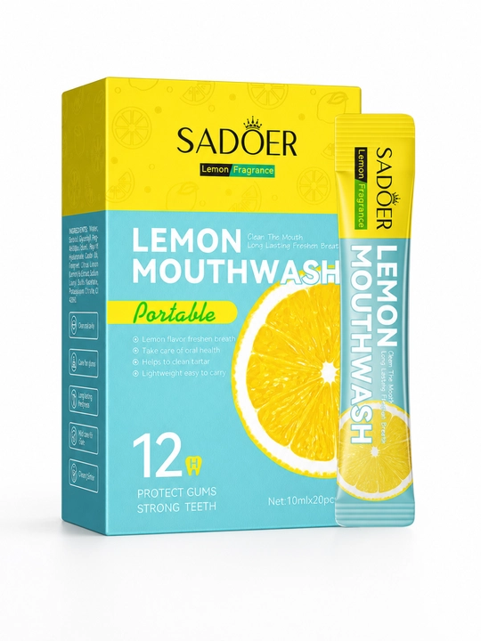 Og'iz chayqash vositasining uch xil ta'mi: limon, yalpiz va shaftoli, 10 ml x 20 ta chiziq
